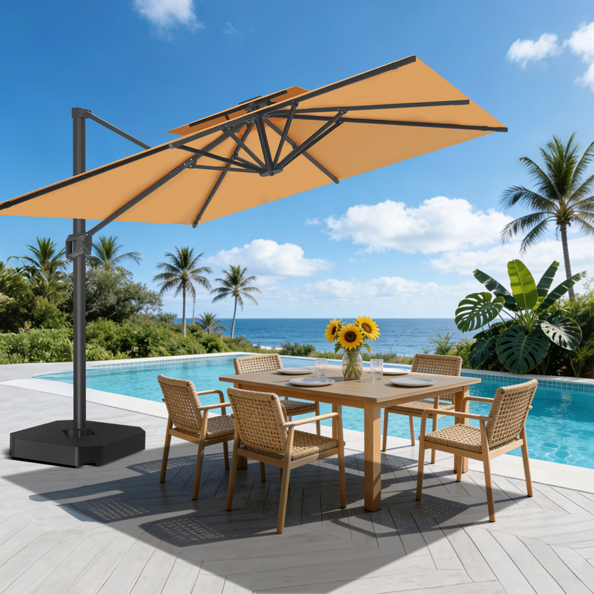 Patioslife Aegis Pro All-weather Cantilever Parasol , Reinforced & Powder-Coated Aluminium Ribs and Pole — Perfect for Garden & Patio