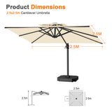 Patioslife Aegis Pro All-weather Cantilever Parasol , Reinforced & Powder-Coated Aluminium Ribs and Pole — Perfect for Garden & Patio