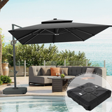 Patioslife Aegis Pro™ Cantilever Parasol with Base & Protective Cover — Fibreglass Ribs & Powder-Coated Aluminium Pole for Garden & Patio