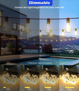 Patioslife™|LED Outdoor String Lights with Shatterproof Edison Bulbs – Waterproof, Commercial Grade 2700K Patio Lights for Garden, Porch & Deck Decor