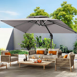 Patioslife Aegis Pro™ Premium Cantilever Parasol with LED Strip Lights, Fibreglass Ribs & Powder-Coated Aluminium Pole — Luxury Garden & Patio Shade