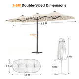 Patioslife Aegis Premium 2.7x4.6m Motorized Garden Parasol — Double-Sided, Remote Control, UPF 50+, Solar LED Lights & Windproof Frame