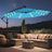 Patioslife 3m Diameter Solar LED Offset Hanging Market Cantilever Patio Umbrella, 2-Tier Canopy, for Backyard, Poolside, Lawn and Garden, UPF50+ UV Protection, Easy Tilt Crank, with Umbrella Cover and Base