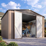 Patioslife Galvanised Steel Garden Shed Gable Roof Metal Outdoor Storage Unit Tool Shed for Garden Backyard Bike Storage All-Weather