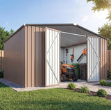 Patioslife Galvanised Steel Garden Shed Gable Roof Metal Outdoor Storage Unit Tool Shed for Garden Backyard Bike Storage All-Weather