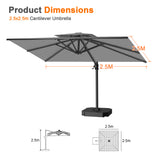 Patioslife Aegis Pro All-weather Cantilever Parasol , Reinforced & Powder-Coated Aluminium Ribs and Pole — Perfect for Garden & Patio