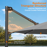 Patioslife Aegis Pro Round Cantilever Patio Umbrella with Solar LED Lights & Shade Protection