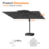 Patioslife Aegis Pro All-weather Cantilever Parasol , Reinforced & Powder-Coated Aluminium Ribs and Pole — Perfect for Garden & Patio