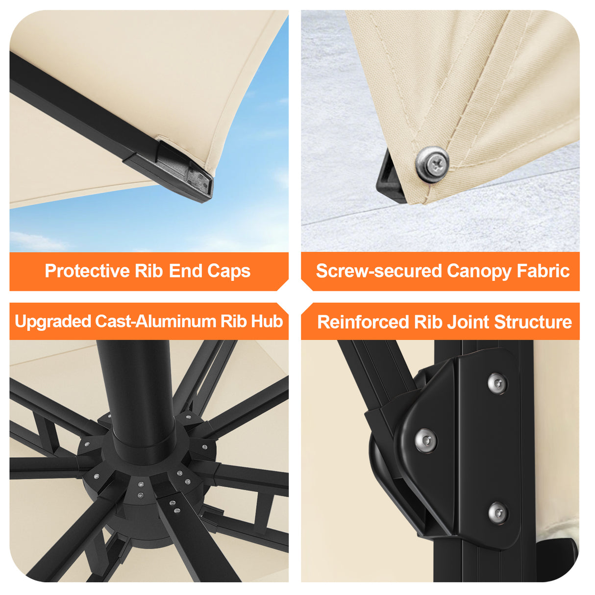 Patioslife Aegis Signature Series Rotating Cantilever Patio Umbrella with Adjustable Tilt for Garden & Poolside