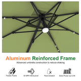 Patioslife Aegis Pro All-weather Cantilever Parasol with LED Lights, Reinforced & Powder-Coated Aluminium Ribs and Pole — Perfect for Garden & Patio