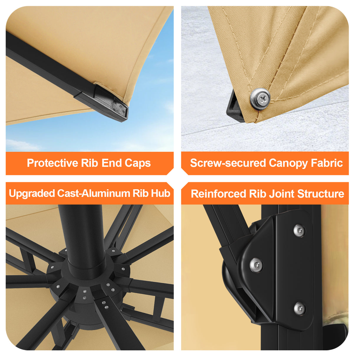 Patioslife Aegis Premium Cantilever Parasol with LED Strip Lights, Fibreglass Ribs & Powder-Coated Aluminium Pole — Luxury Garden & Patio Shade