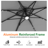 Patioslife Aegis Pro All-weather Cantilever Parasol with LED Lights, Reinforced & Powder-Coated Aluminium Ribs and Pole — Perfect for Garden & Patio
