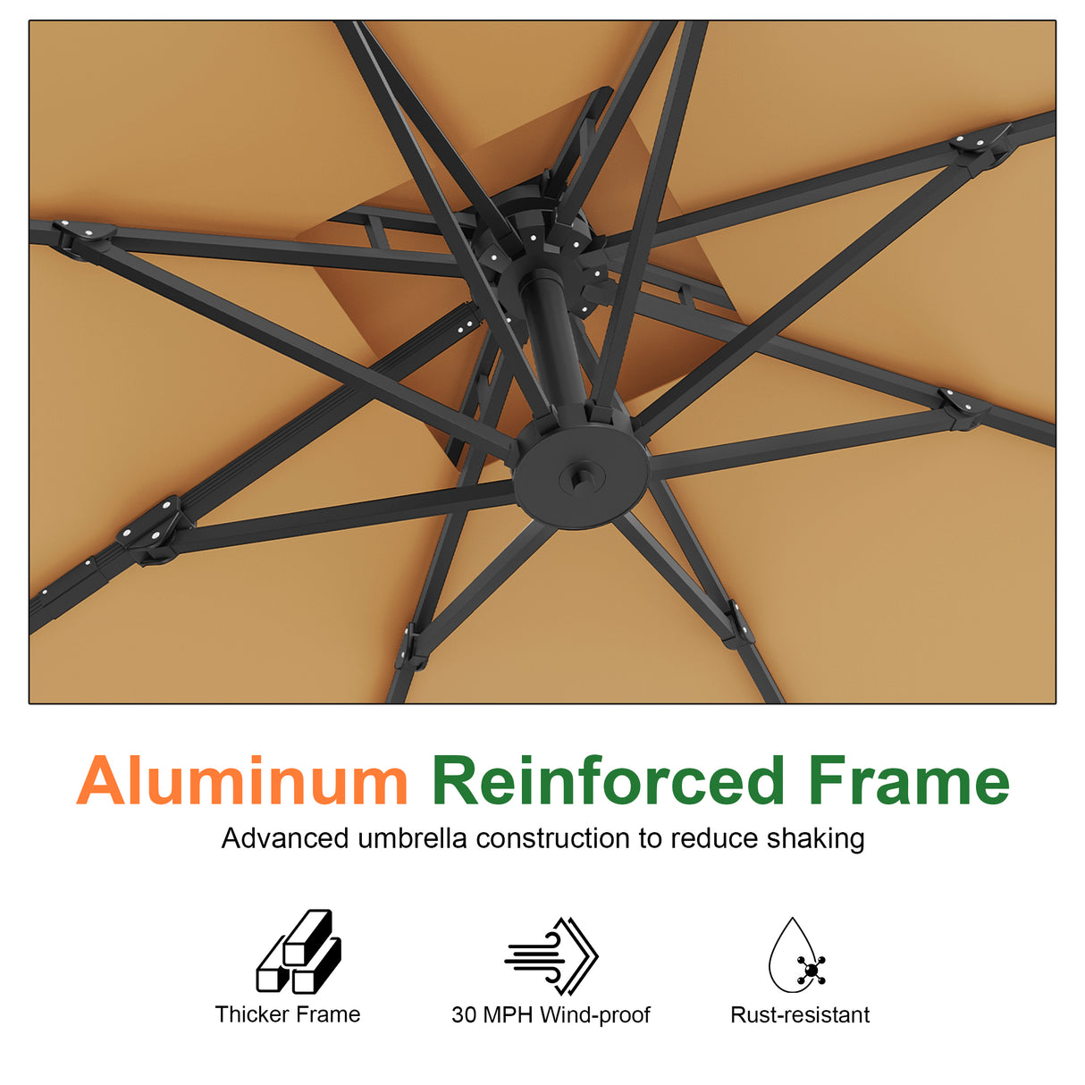 Patioslife Aegis Pro All-weather Cantilever Parasol , Reinforced & Powder-Coated Aluminium Ribs and Pole — Perfect for Garden & Patio