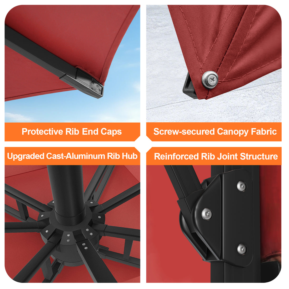 Patioslife Aegis Premium Cantilever Parasol with LED Strip Lights, Fibreglass Ribs & Powder-Coated Aluminium Pole — Luxury Garden & Patio Shade