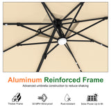 Patioslife Aegis Pro All-weather Cantilever Parasol with LED Lights, Reinforced & Powder-Coated Aluminium Ribs and Pole — Perfect for Garden & Patio