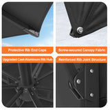 Patioslife Aegis Premium Cantilever Parasol with LED Strip Lights, Fibreglass Ribs & Powder-Coated Aluminium Pole — Luxury Garden & Patio Shade