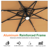 Patioslife Aegis Pro All-weather Cantilever Parasol with LED Lights, Reinforced & Powder-Coated Aluminium Ribs and Pole — Perfect for Garden & Patio