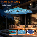 Patioslife Aegis Pro Round Cantilever Patio Umbrella with Solar LED Lights & Shade Protection