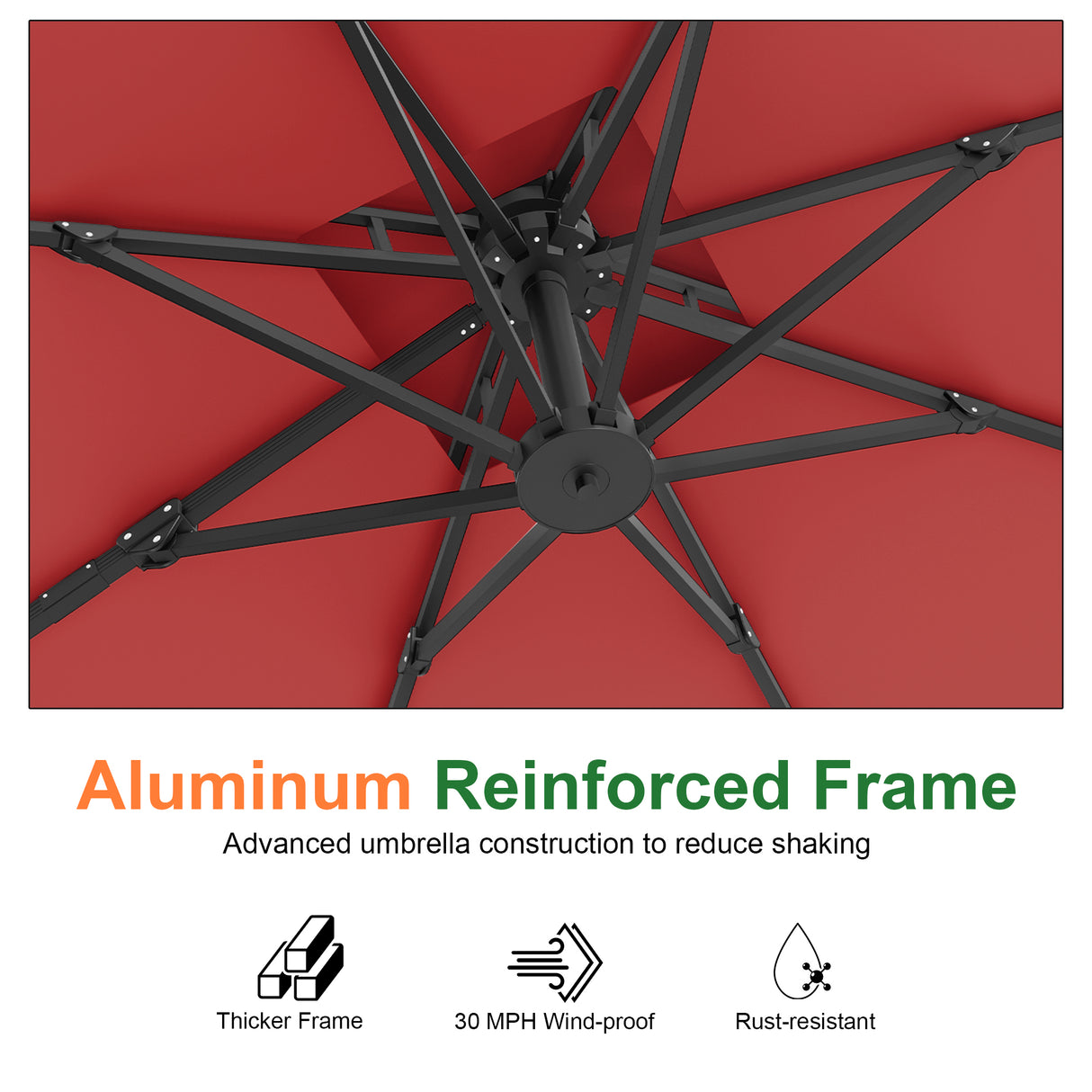 Patioslife Aegis Pro All-weather Cantilever Parasol , Reinforced & Powder-Coated Aluminium Ribs and Pole — Perfect for Garden & Patio