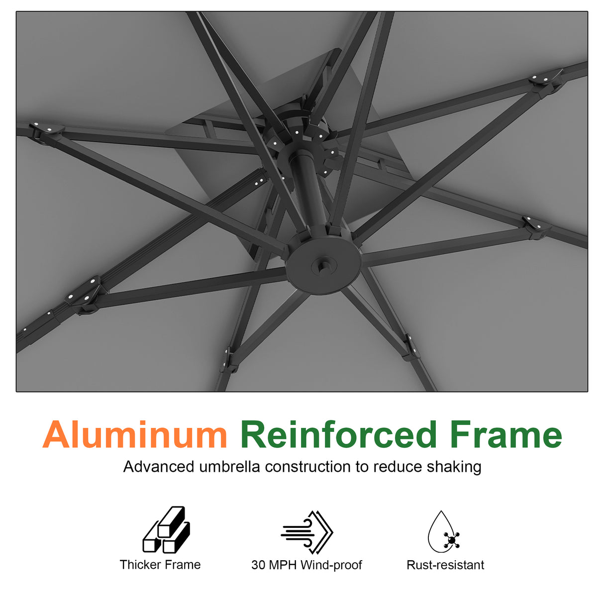 Patioslife Aegis Pro All-weather Cantilever Parasol , Reinforced & Powder-Coated Aluminium Ribs and Pole — Perfect for Garden & Patio