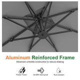 Patioslife Aegis Pro All-weather Cantilever Parasol , Reinforced & Powder-Coated Aluminium Ribs and Pole — Perfect for Garden & Patio
