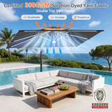 Patioslife Aegis Premium Cantilever Parasol with LED Strip Lights, Fibreglass Ribs & Powder-Coated Aluminium Pole — Luxury Garden & Patio Shade