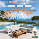 Patioslife Aegis Premium Cantilever Parasol with LED Strip Lights, Fibreglass Ribs & Powder-Coated Aluminium Pole — Luxury Garden & Patio Shade