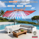 Patioslife Aegis Premium Cantilever Parasol with LED Strip Lights, Fibreglass Ribs & Powder-Coated Aluminium Pole — Luxury Garden & Patio Shade
