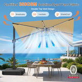 Patioslife Aegis Signature Series Rotating Cantilever Patio Umbrella with Adjustable Tilt for Garden & Poolside