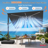 Patioslife Aegis Signature Series Rotating Cantilever Patio Umbrella with Adjustable Tilt for Garden & Poolside