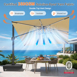 Patioslife Aegis Signature Series Rotating Cantilever Patio Umbrella with Adjustable Tilt for Garden & Poolside