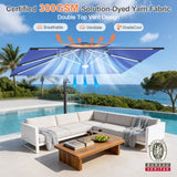 Patioslife Aegis Premium Cantilever Parasol with LED Strip Lights, Fibreglass Ribs & Powder-Coated Aluminium Pole — Luxury Garden & Patio Shade