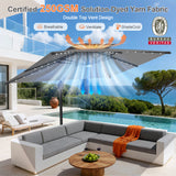 Patioslife Aegis Pro All-weather Cantilever Parasol with LED Lights, Reinforced & Powder-Coated Aluminium Ribs and Pole — Perfect for Garden & Patio