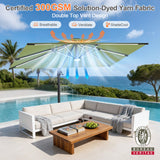 Patioslife Aegis Premium Cantilever Parasol with LED Strip Lights, Fibreglass Ribs & Powder-Coated Aluminium Pole — Luxury Garden & Patio Shade