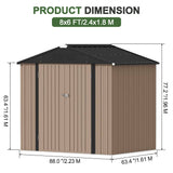 Patioslife Galvanised Steel Garden Shed Gable Roof Metal Outdoor Storage Unit Tool Shed for Garden Backyard Bike Storage All-Weather