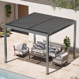 Patioslife Atlantic™ | Aluminium Louvered Pergola with Adjustable Roof & Built-In LED Lights, Freestanding All-Weather Shelter for Deck, Patio & Poolside
