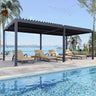 Patioslife Atlantic™ | 3 x 6m Contemporary Aluminium Louvered Pergola with Adjustable Louvers & LED Lighting, Stylish Outdoor Pavilion for Patio & Entertaining