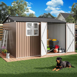 Patioslife Galvanised Steel Garden Shed Gable Roof Metal Outdoor Storage Unit Tool Shed for Garden Backyard Bike Storage All-Weather