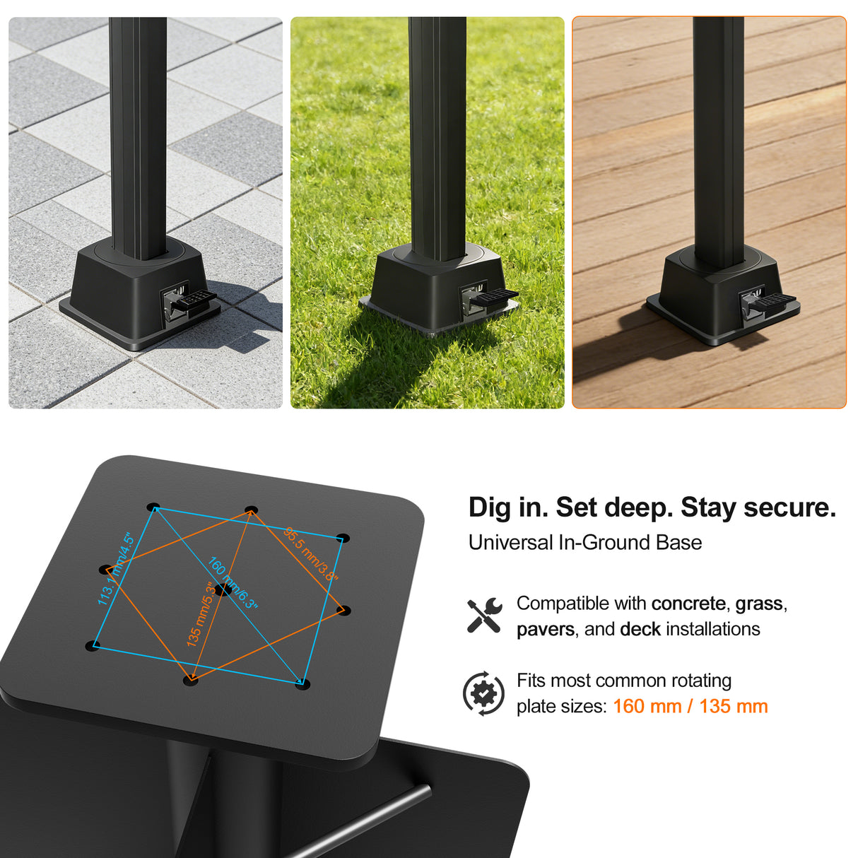 Patioslife Aegis Heavy Duty In-Ground Cantilever Parasol Base – 61cm Deep Dual-Coated Steel – High Wind Stability & Safe Outdoor Mount for Garden, Patio, Concrete (Copy)