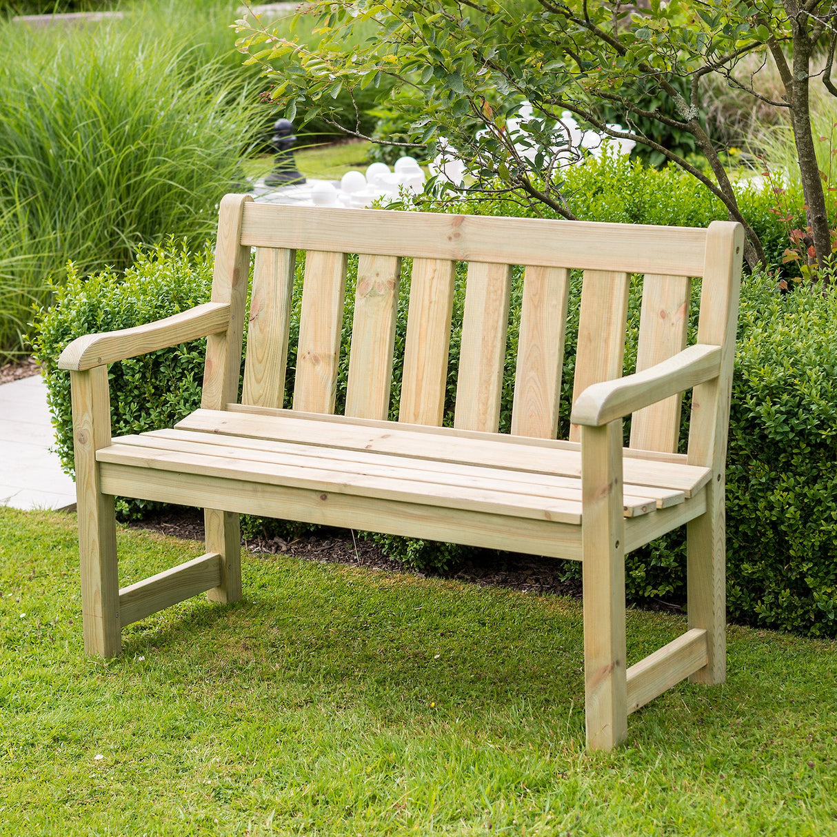 Pine Malu 4ft Garden Bench – FSC Certified Sustainable Timber, 2-Seater Outdoor Wooden Bench