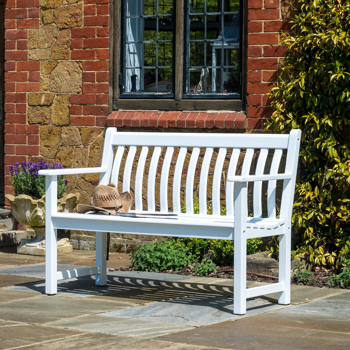 New England White Acacia Garden 2-Seater Bench 1.2m – Elegant Outdoor Wooden Seating