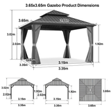 Patioslife Haven Hardtop Gazebo – Heavy-Duty Aluminium Frame, Double-Vented Roof & Curtains, Patio Pergola for Garden or Backyard