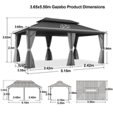 Patioslife Haven Hardtop Gazebo – Heavy-Duty Aluminium Frame, Double-Vented Roof & Curtains, Patio Pergola for Garden or Backyard