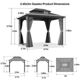Patioslife Haven Hardtop Gazebo – Heavy-Duty Aluminium Frame, Double-Vented Roof & Curtains, Patio Pergola for Garden or Backyard