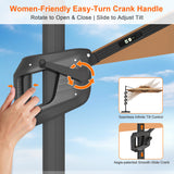 Patioslife Aegis Premium Cantilever Parasol with LED Strip Lights, Fibreglass Ribs & Powder-Coated Aluminium Pole — Luxury Garden & Patio Shade