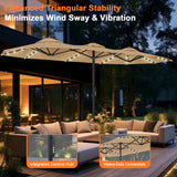 Patioslife Aegis Premium Motorized Double-Sided Patio Umbrella — Remote Control, UPF 50+, Solar LED & Windproof Frame