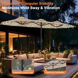 Patioslife Aegis Premium 2.7x4.6m Motorized Garden Parasol — Double-Sided, Remote Control, UPF 50+, Solar LED Lights & Windproof Frame