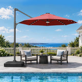 Patioslife Aegis Pro Round Cantilever Patio Umbrella with Solar LED Lights & Shade Protection