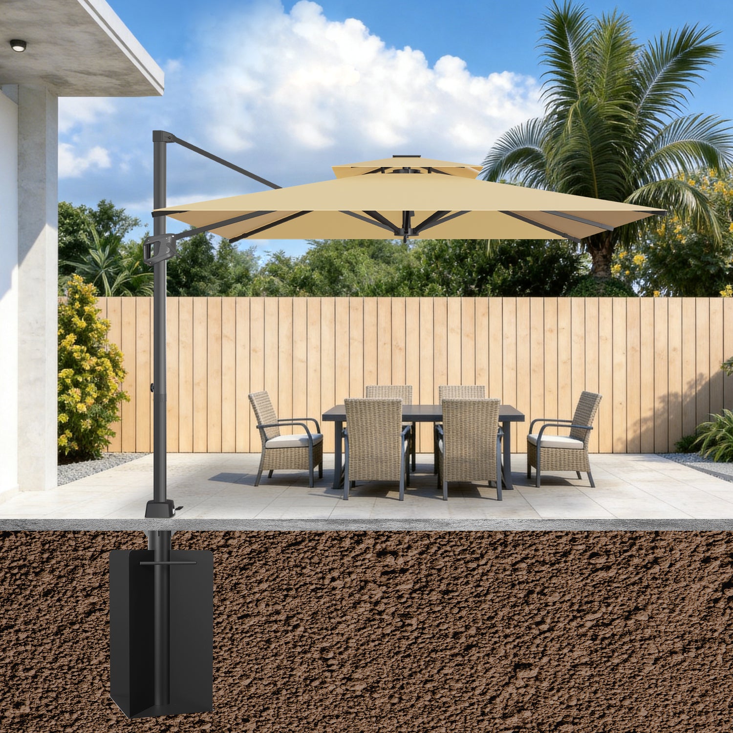 Patioslife Aegis Heavy Duty In-Ground Cantilever Parasol Base – 61cm D – UK -Patioslife