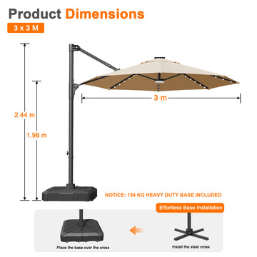 Patioslife Aegis Pro Round Cantilever Patio Umbrella with Solar LED Li – UK-Patioslife